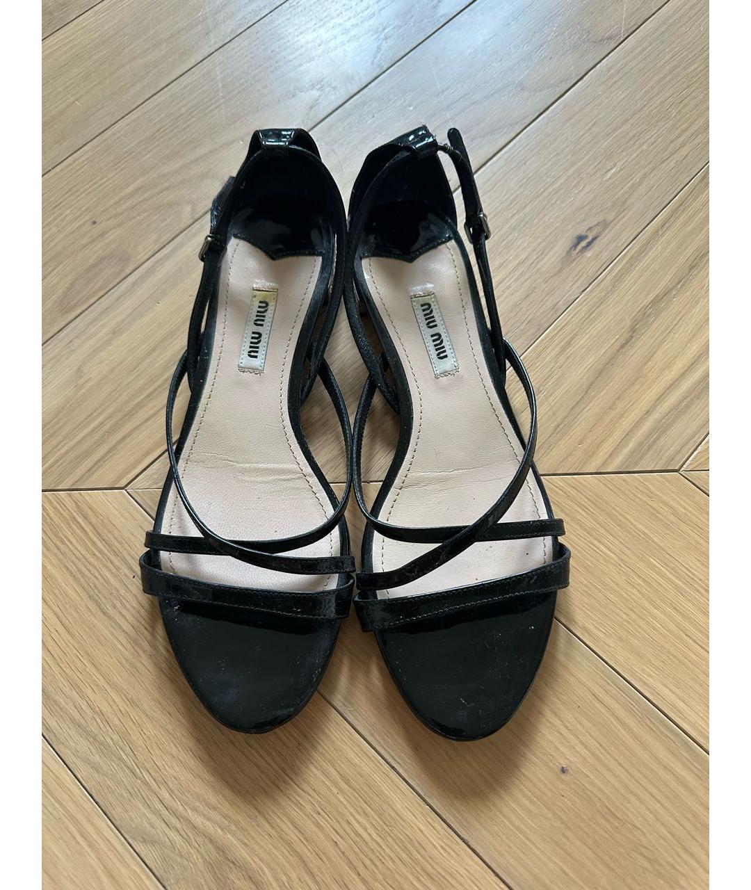 MIU MIU Черные кожаные босоножки, фото 2