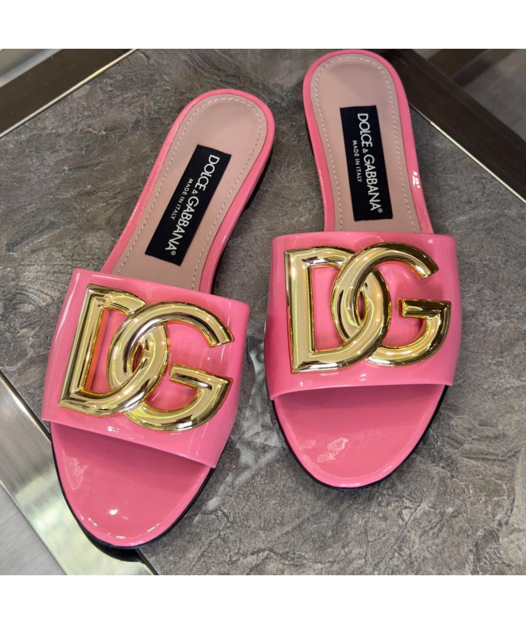 DOLCE&GABBANA Коралловые мюли из лакированной кожи, фото 4