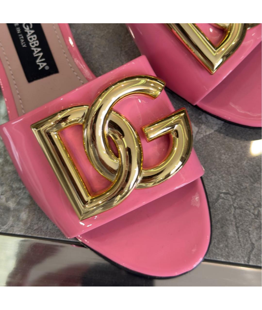 DOLCE&GABBANA Коралловые мюли из лакированной кожи, фото 5