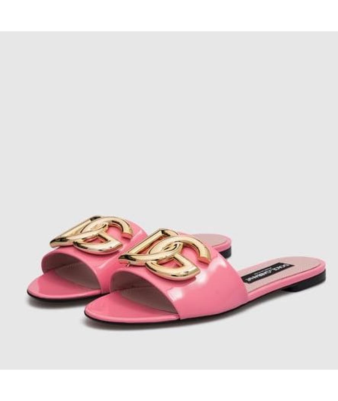 DOLCE&GABBANA Коралловые мюли из лакированной кожи, фото 2
