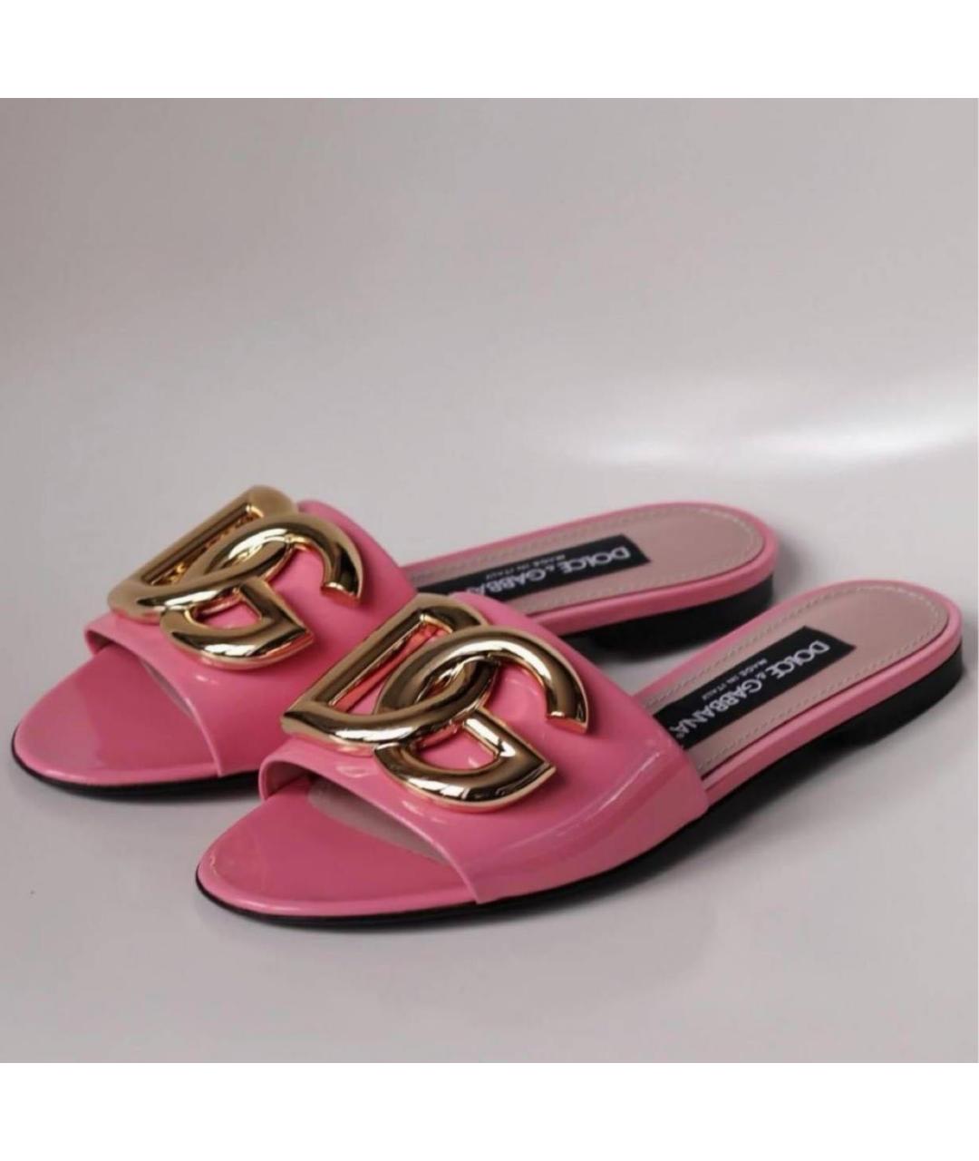 DOLCE&GABBANA Коралловые мюли из лакированной кожи, фото 3