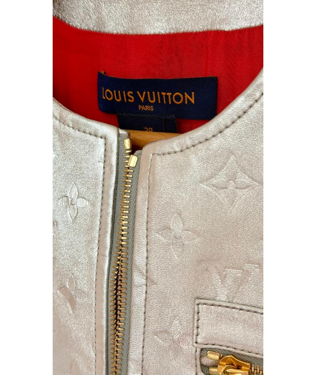LOUIS VUITTON Серебряная кожаная куртка, фото 2