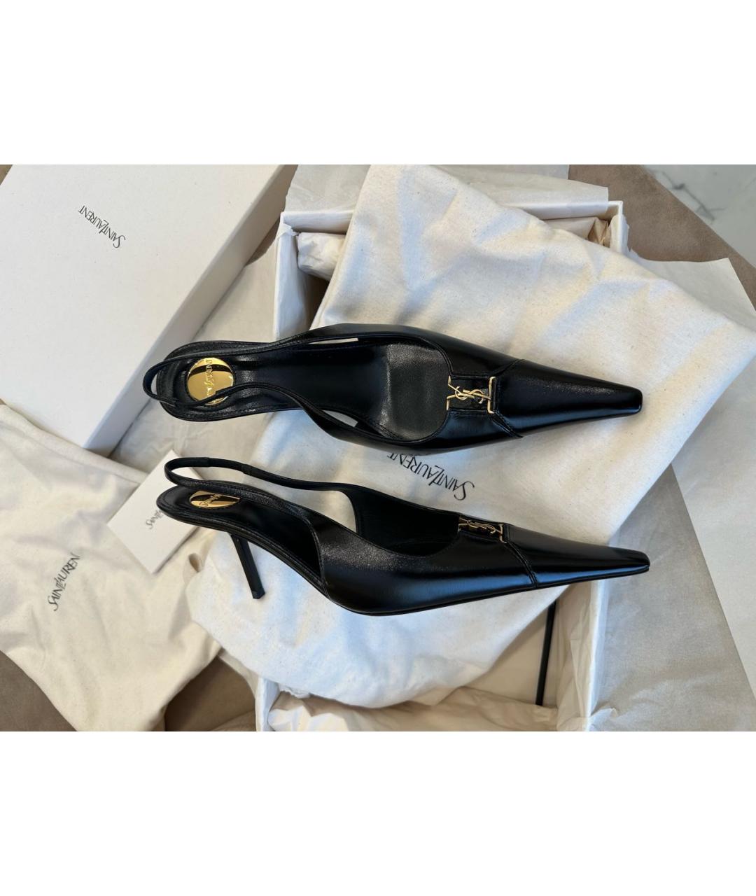 SAINT LAURENT Черные кожаные туфли, фото 9