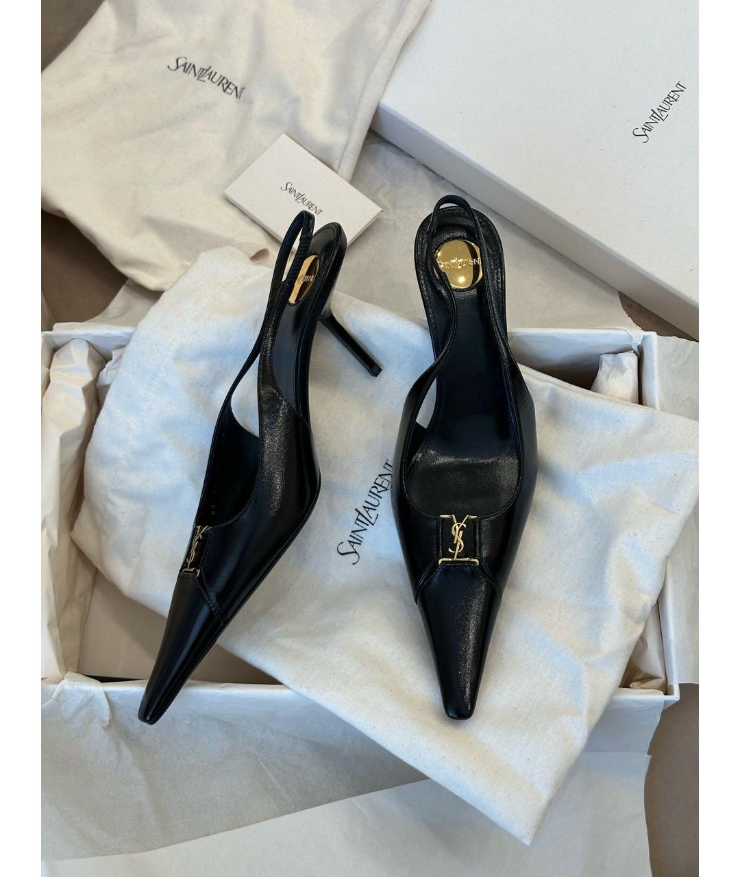 SAINT LAURENT Черные кожаные туфли, фото 2