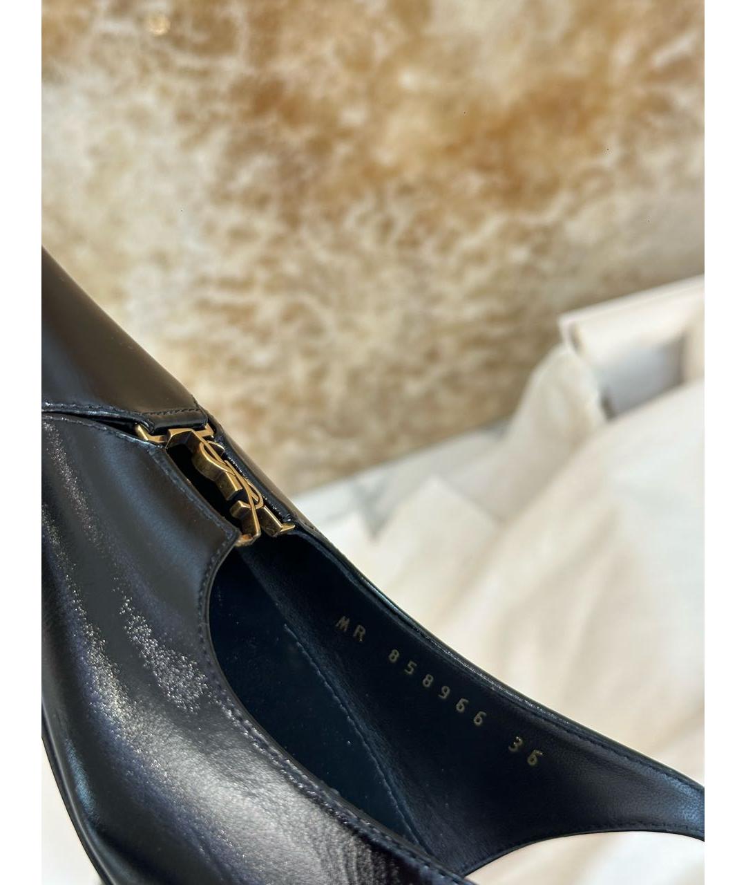 SAINT LAURENT Черные кожаные туфли, фото 7