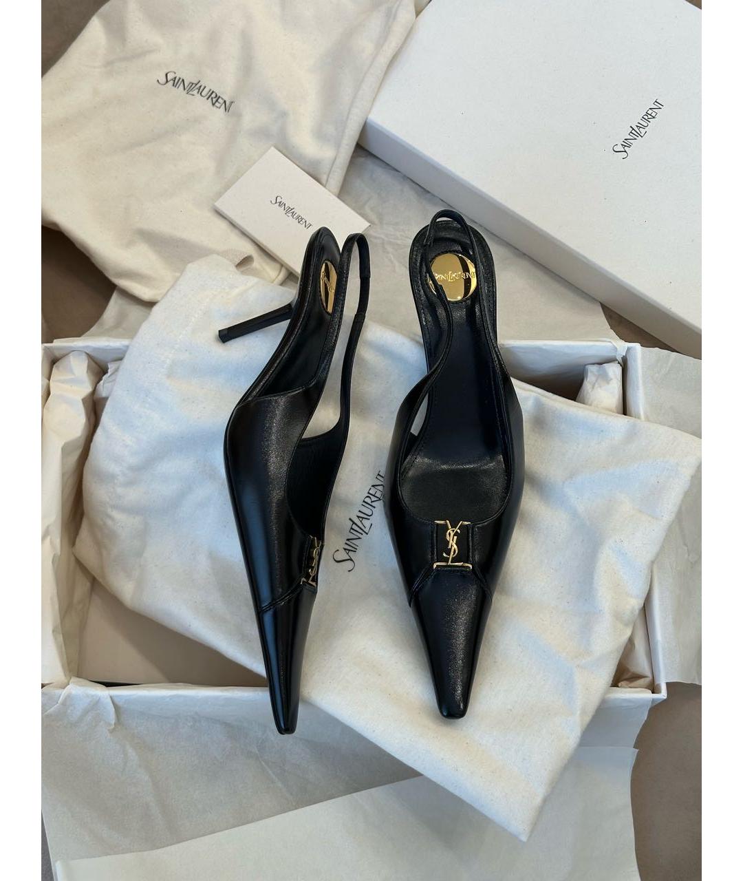 SAINT LAURENT Черные кожаные туфли, фото 3