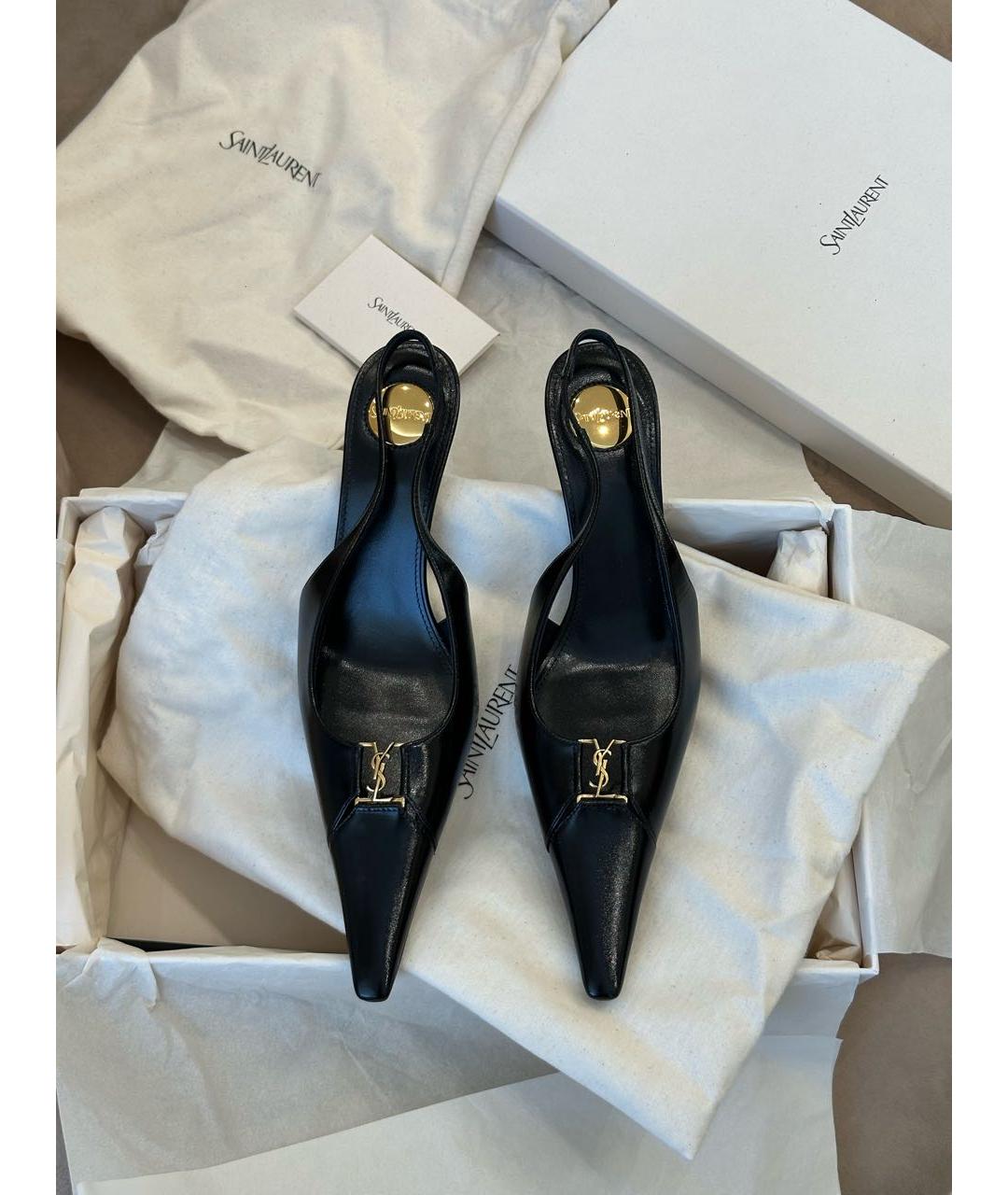 SAINT LAURENT Черные кожаные туфли, фото 5