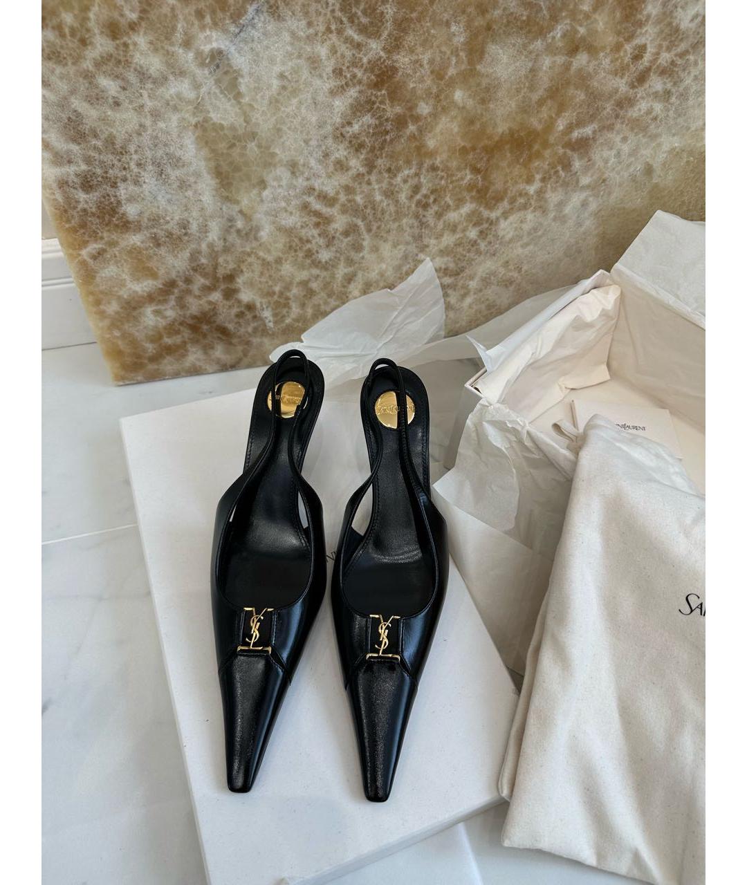 SAINT LAURENT Черные кожаные туфли, фото 8