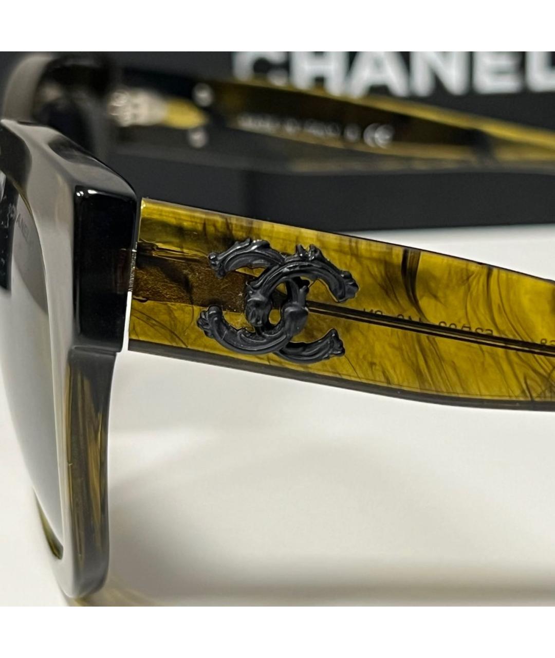 CHANEL Желтые пластиковые солнцезащитные очки, фото 4