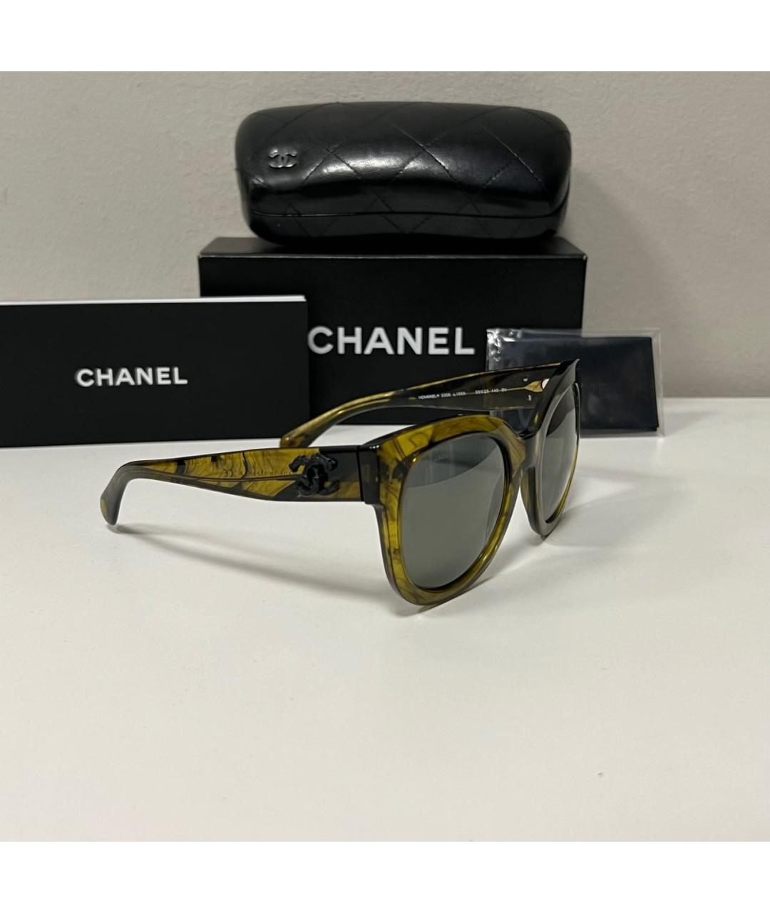 CHANEL Желтые пластиковые солнцезащитные очки, фото 2