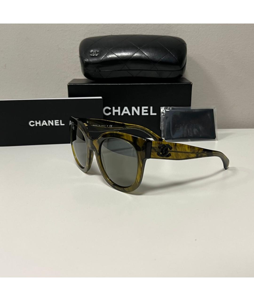 CHANEL Желтые пластиковые солнцезащитные очки, фото 8
