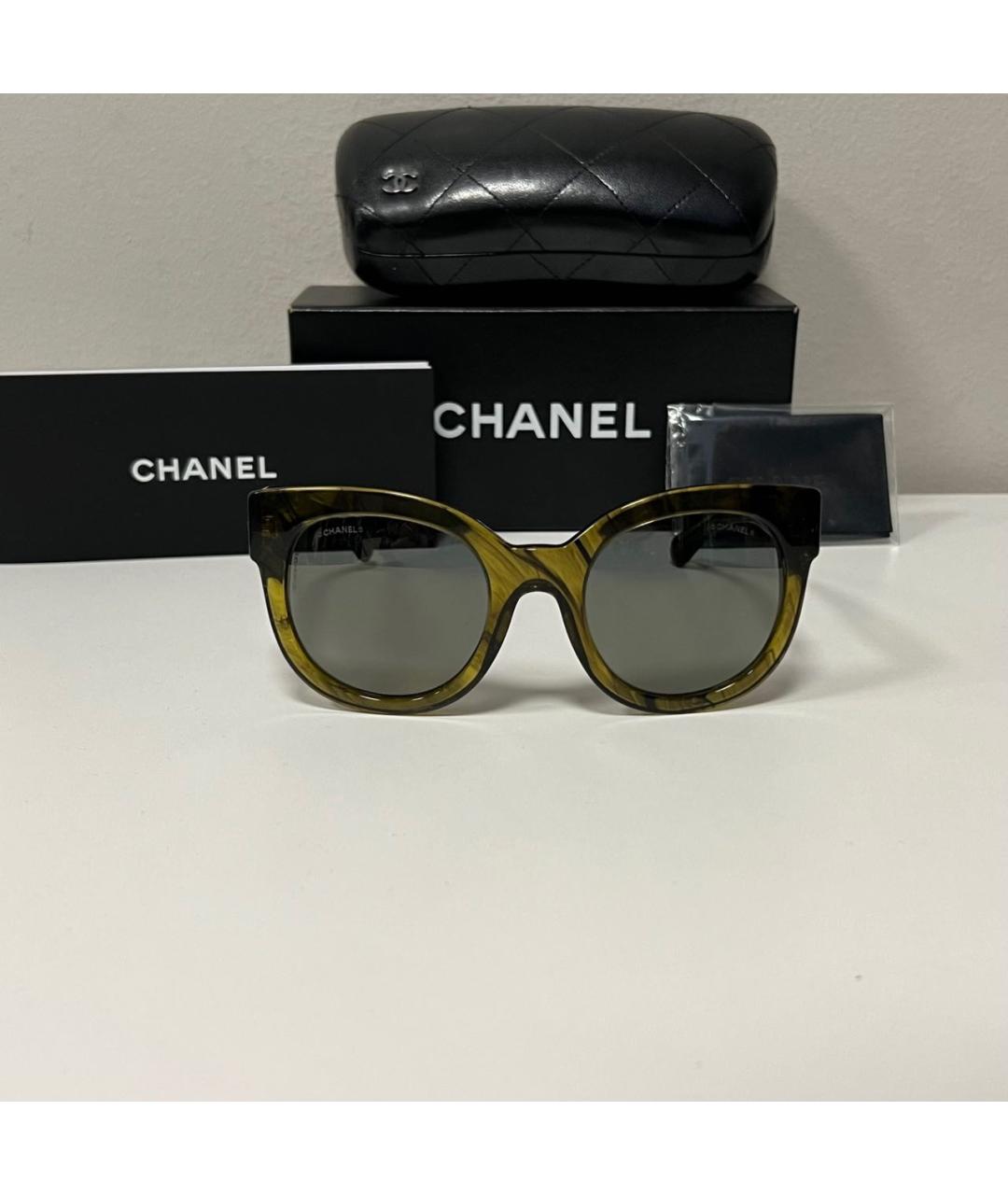 CHANEL Желтые пластиковые солнцезащитные очки, фото 3