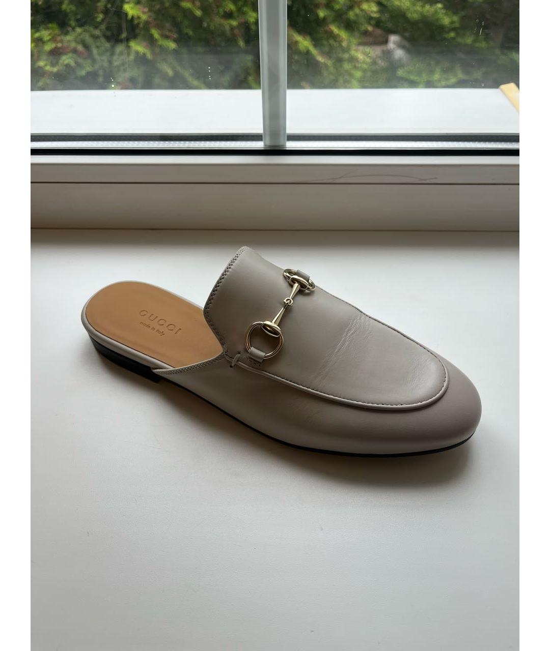 GUCCI Бежевые кожаные мюли, фото 6