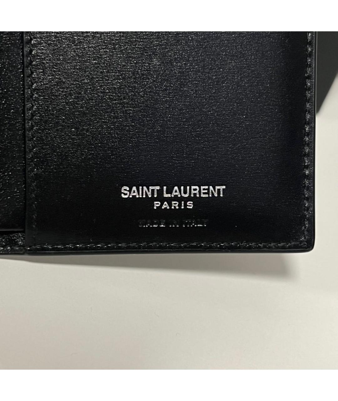 SAINT LAURENT Черный кожаный кошелек, фото 5