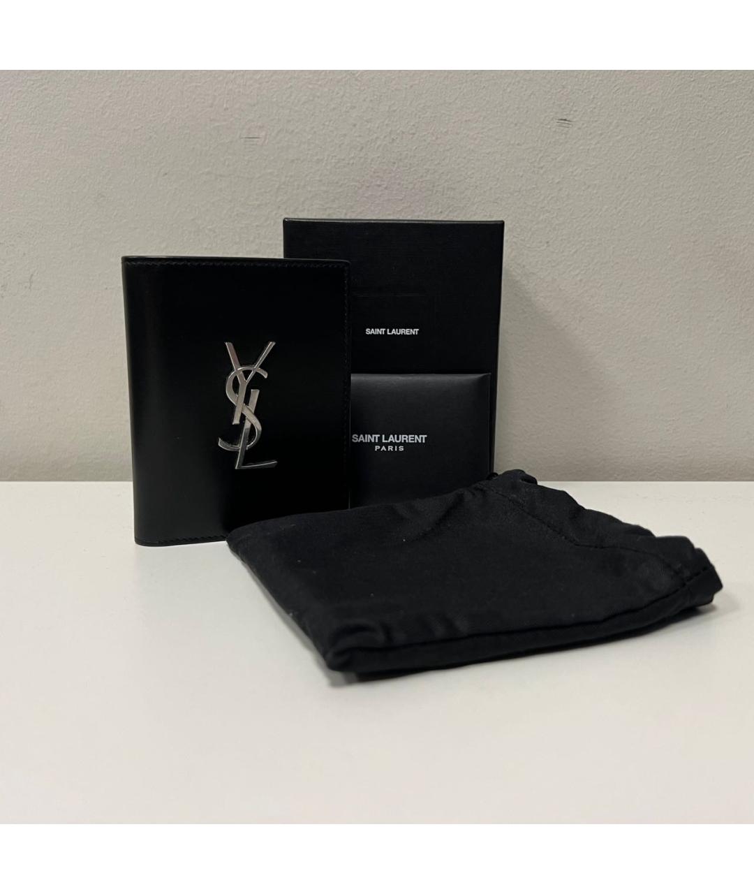 SAINT LAURENT Черный кожаный кошелек, фото 2