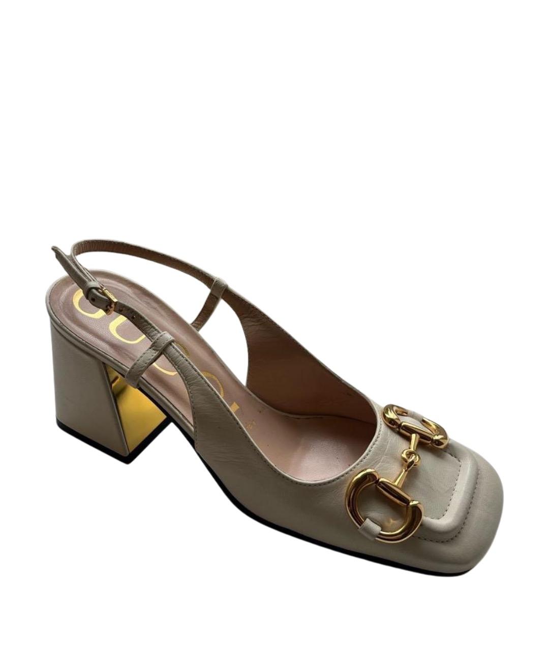 GUCCI Белые кожаные туфли, фото 1