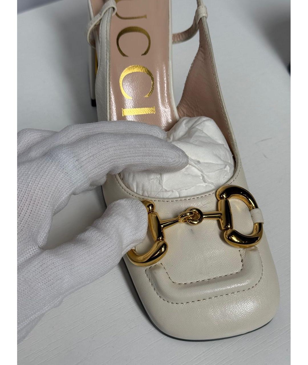 GUCCI Белые кожаные туфли, фото 8