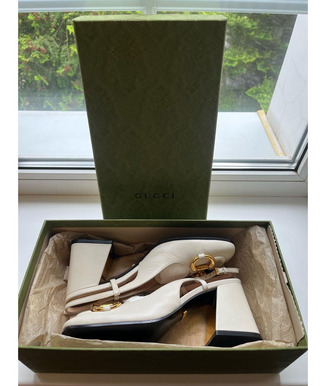GUCCI Белые кожаные туфли, фото 5