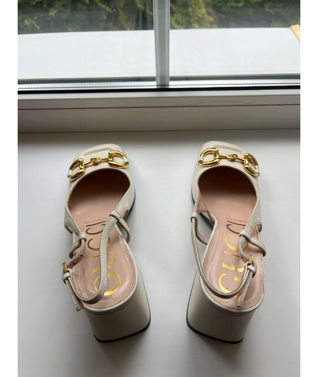 GUCCI Белые кожаные туфли, фото 3