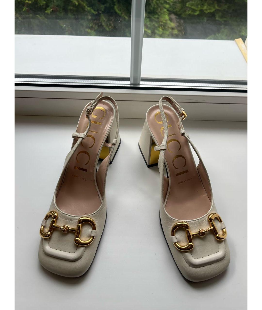 GUCCI Белые кожаные туфли, фото 2