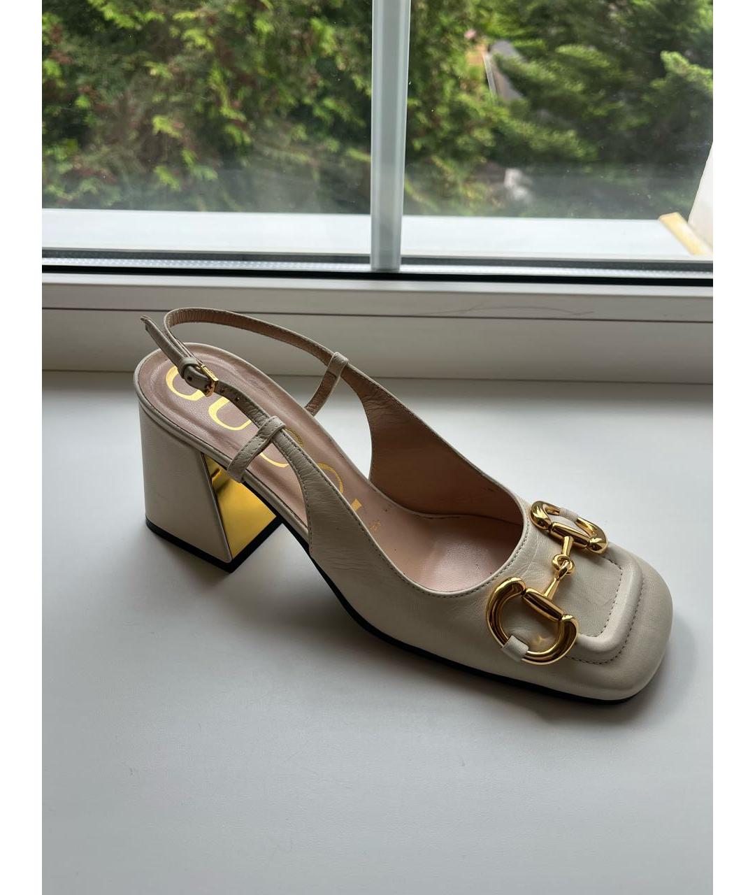 GUCCI Белые кожаные туфли, фото 6