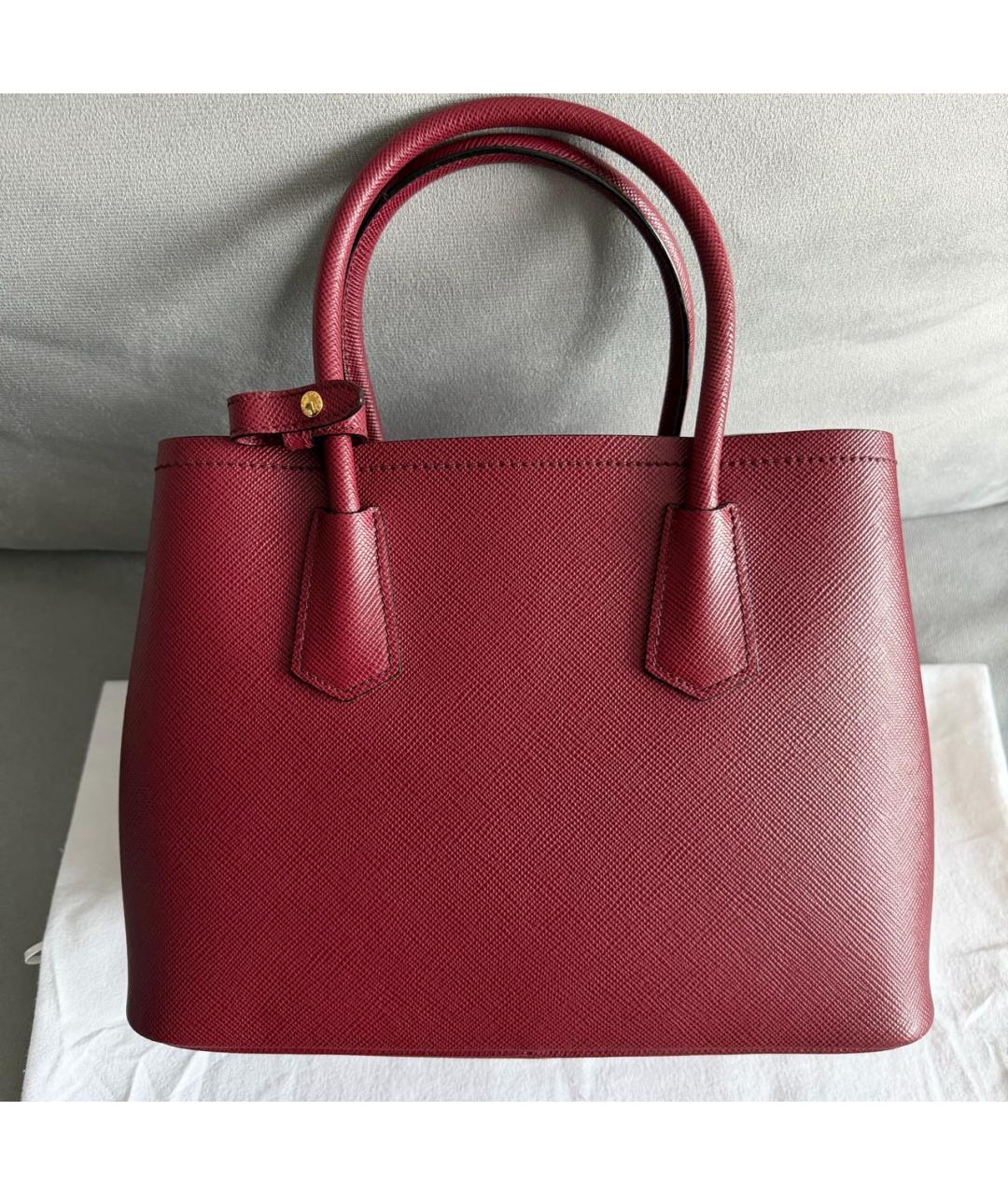 PRADA Бордовая кожаная сумка тоут, фото 3