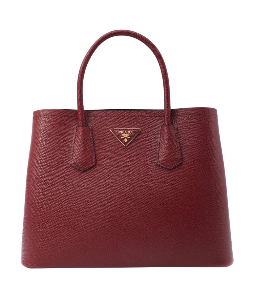 PRADA Бордовая кожаная сумка тоут, фото 1