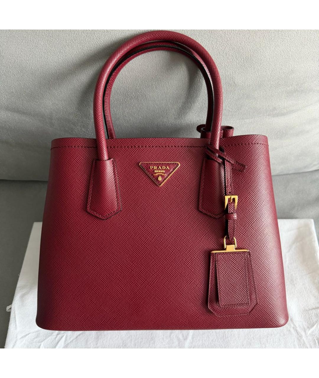 PRADA Бордовая кожаная сумка тоут, фото 2