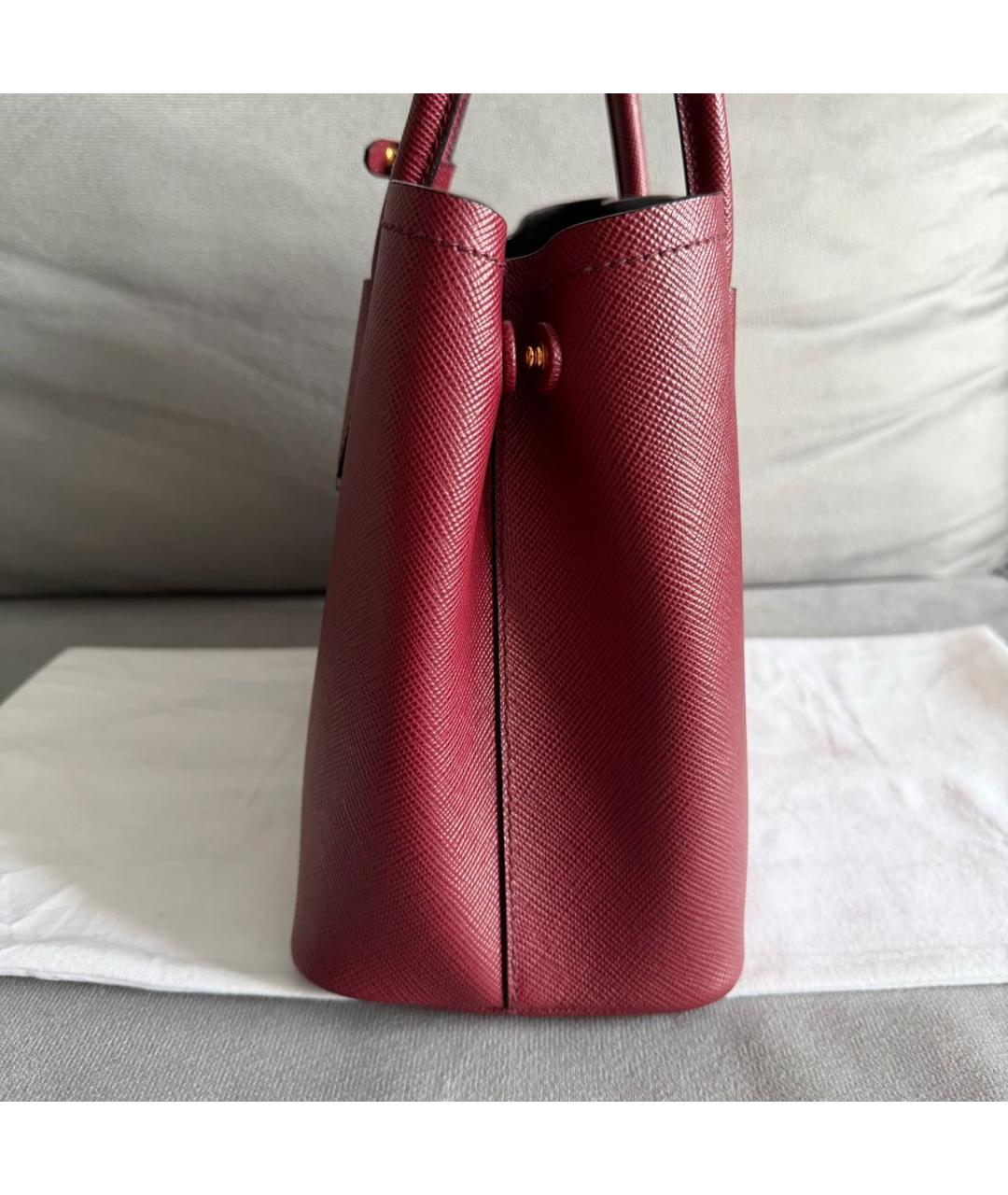 PRADA Бордовая кожаная сумка тоут, фото 5