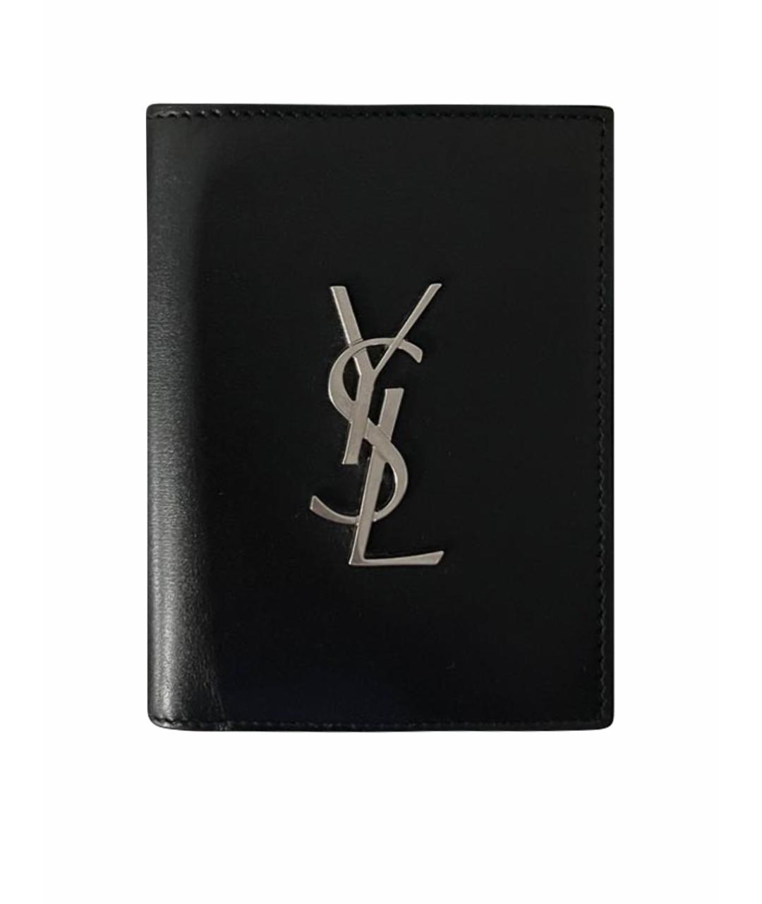 SAINT LAURENT Черный кожаный кошелек, фото 1