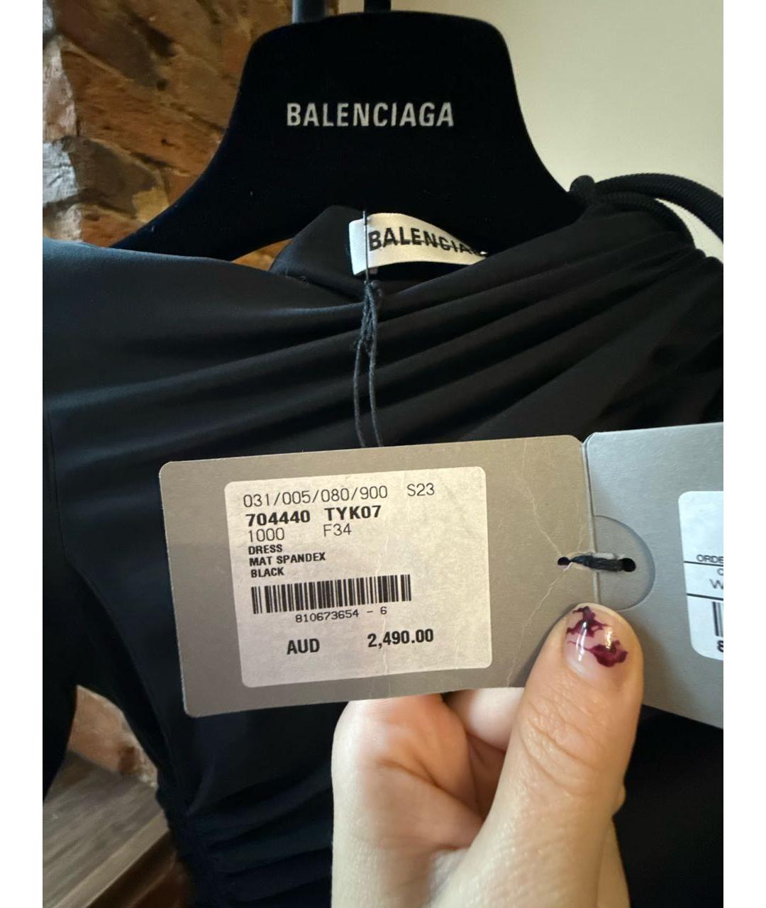 BALENCIAGA Черное полиамидовое коктейльное платье, фото 5