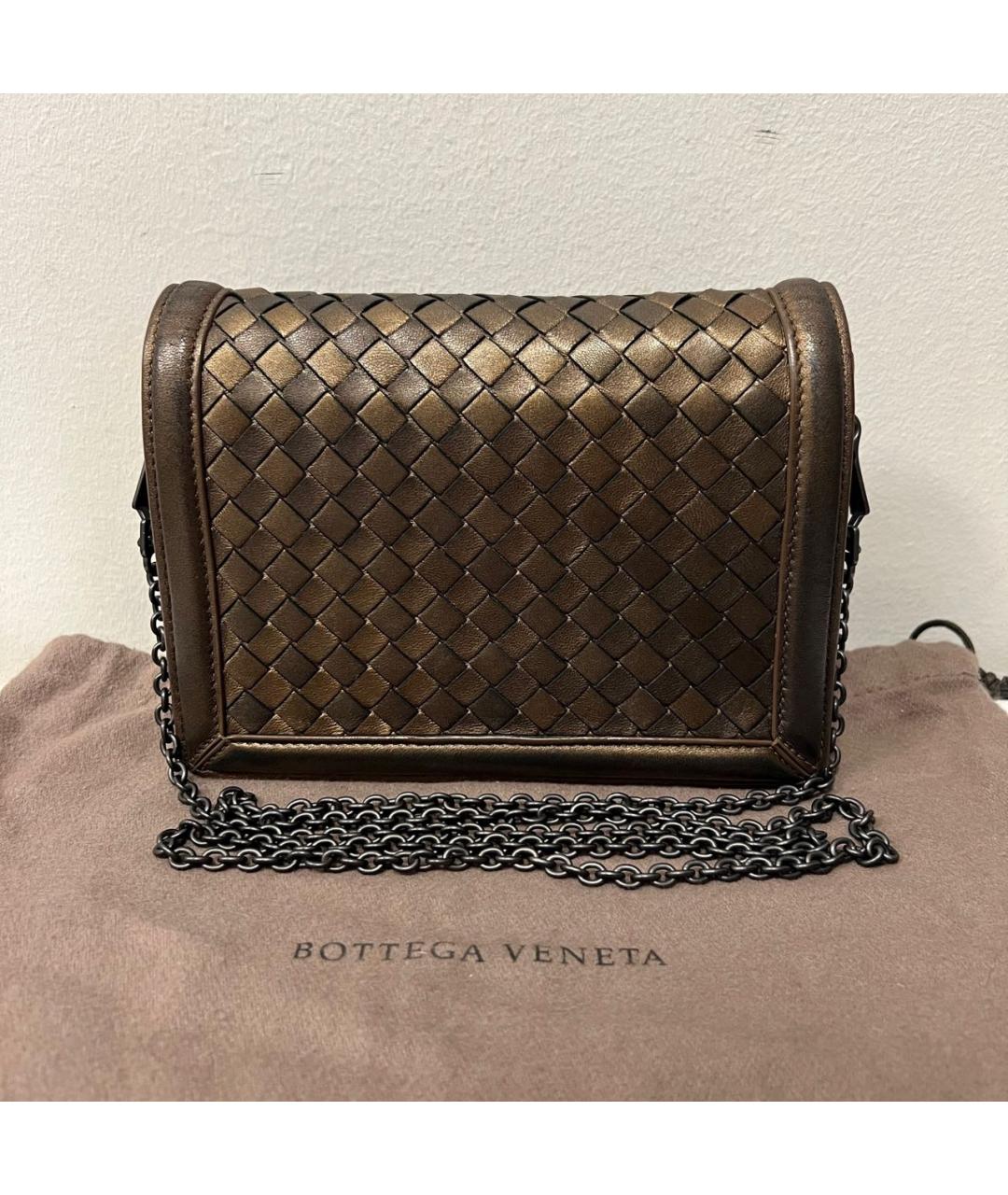 BOTTEGA VENETA Коричневая кожаная сумка через плечо, фото 8