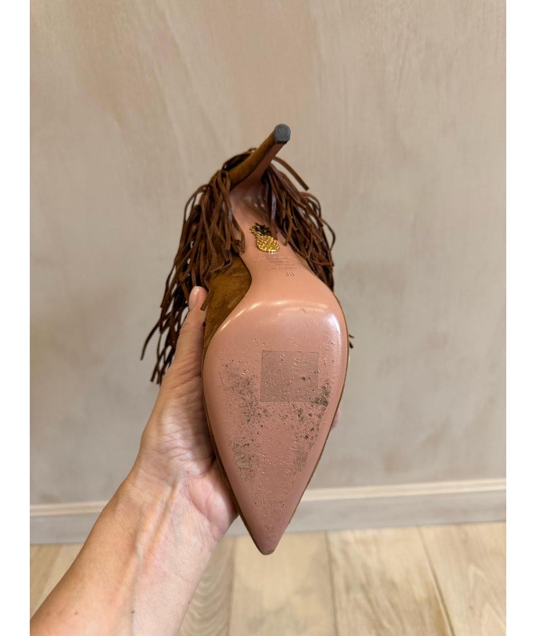 AQUAZZURA Коричневые замшевые ботильоны, фото 5