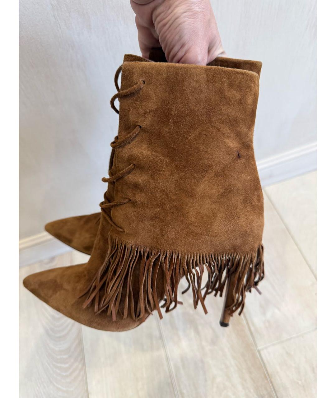 AQUAZZURA Коричневые замшевые ботильоны, фото 2