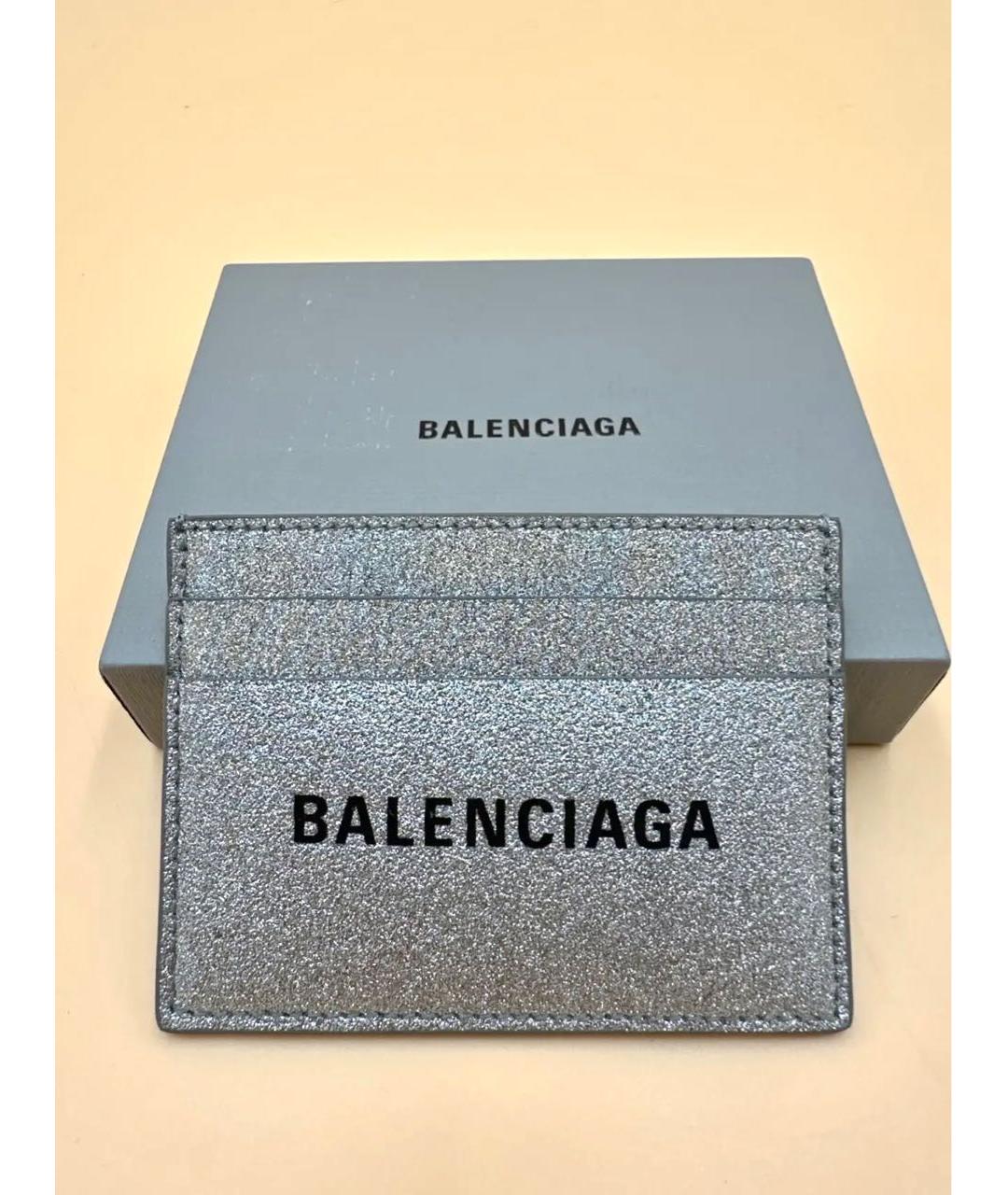 BALENCIAGA Серебряный кожаный кардхолдер, фото 3