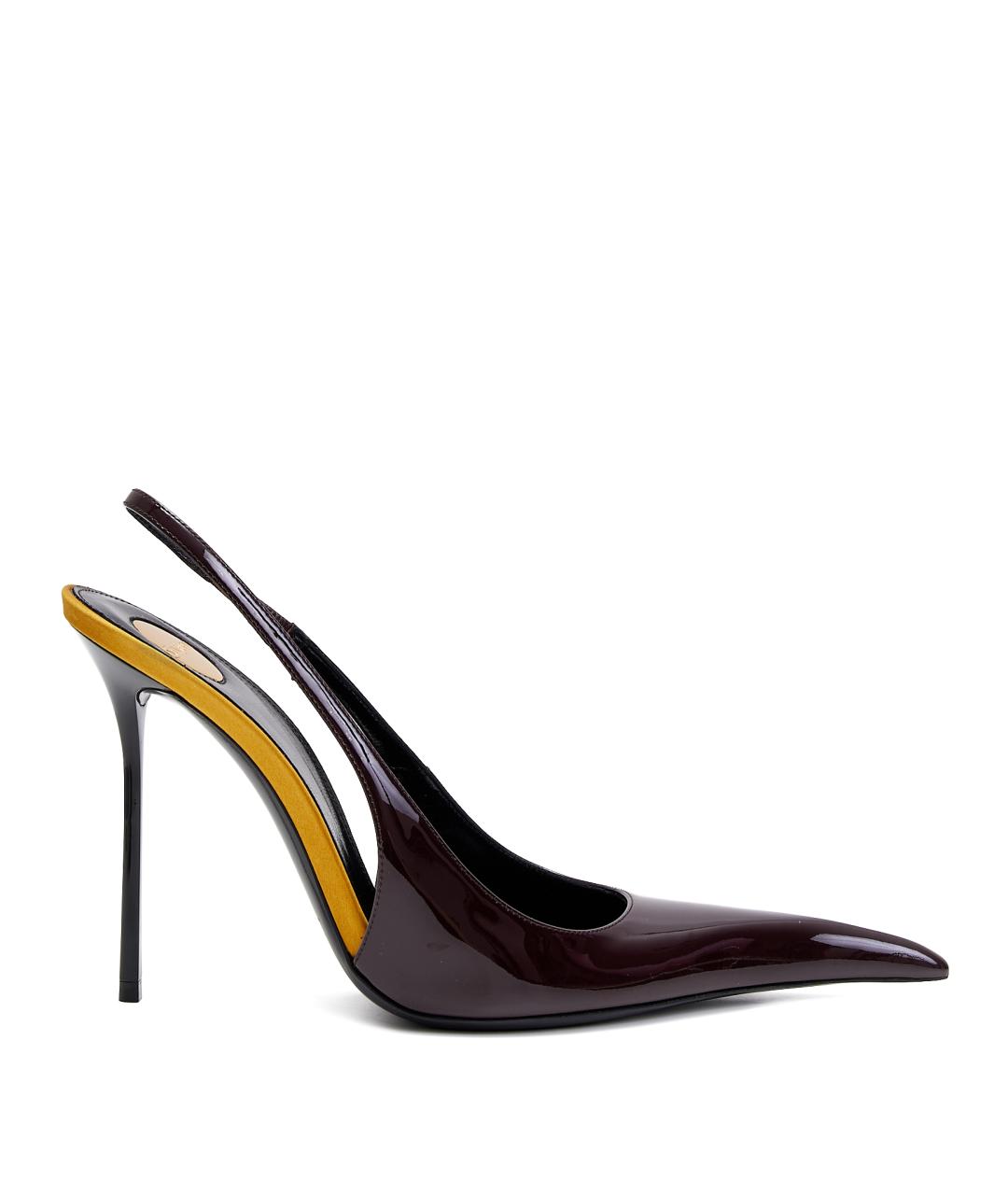 SAINT LAURENT Бордовые туфли из лакированной кожи, фото 1