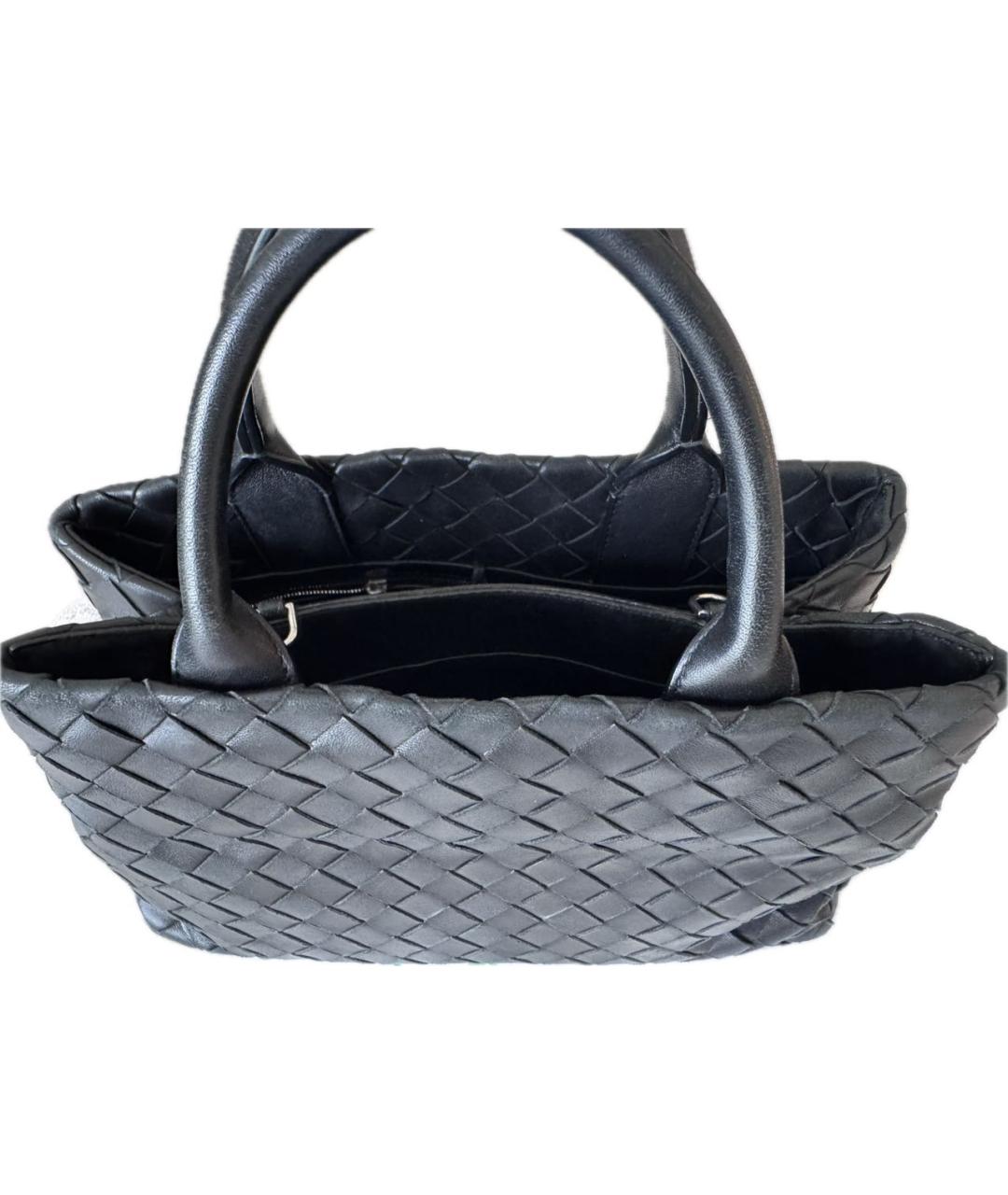 BOTTEGA VENETA Черная кожаная сумка с короткими ручками, фото 4