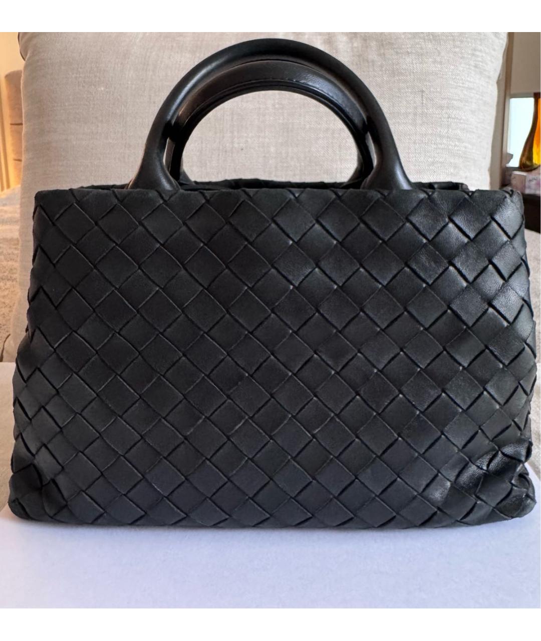 BOTTEGA VENETA Черная кожаная сумка с короткими ручками, фото 3