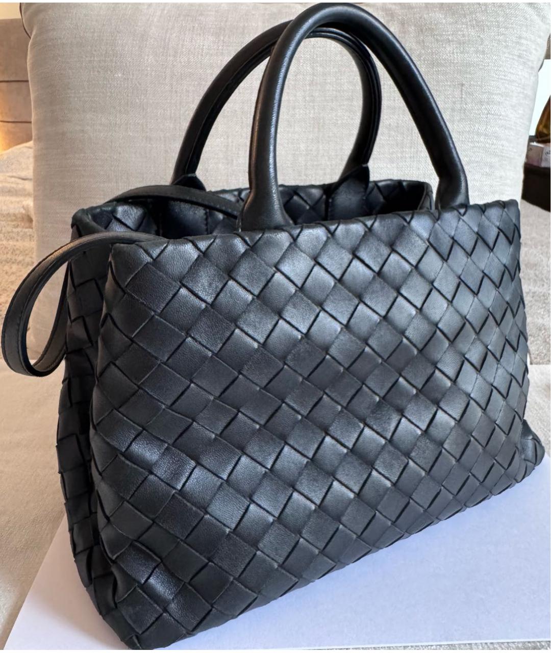 BOTTEGA VENETA Черная кожаная сумка с короткими ручками, фото 2