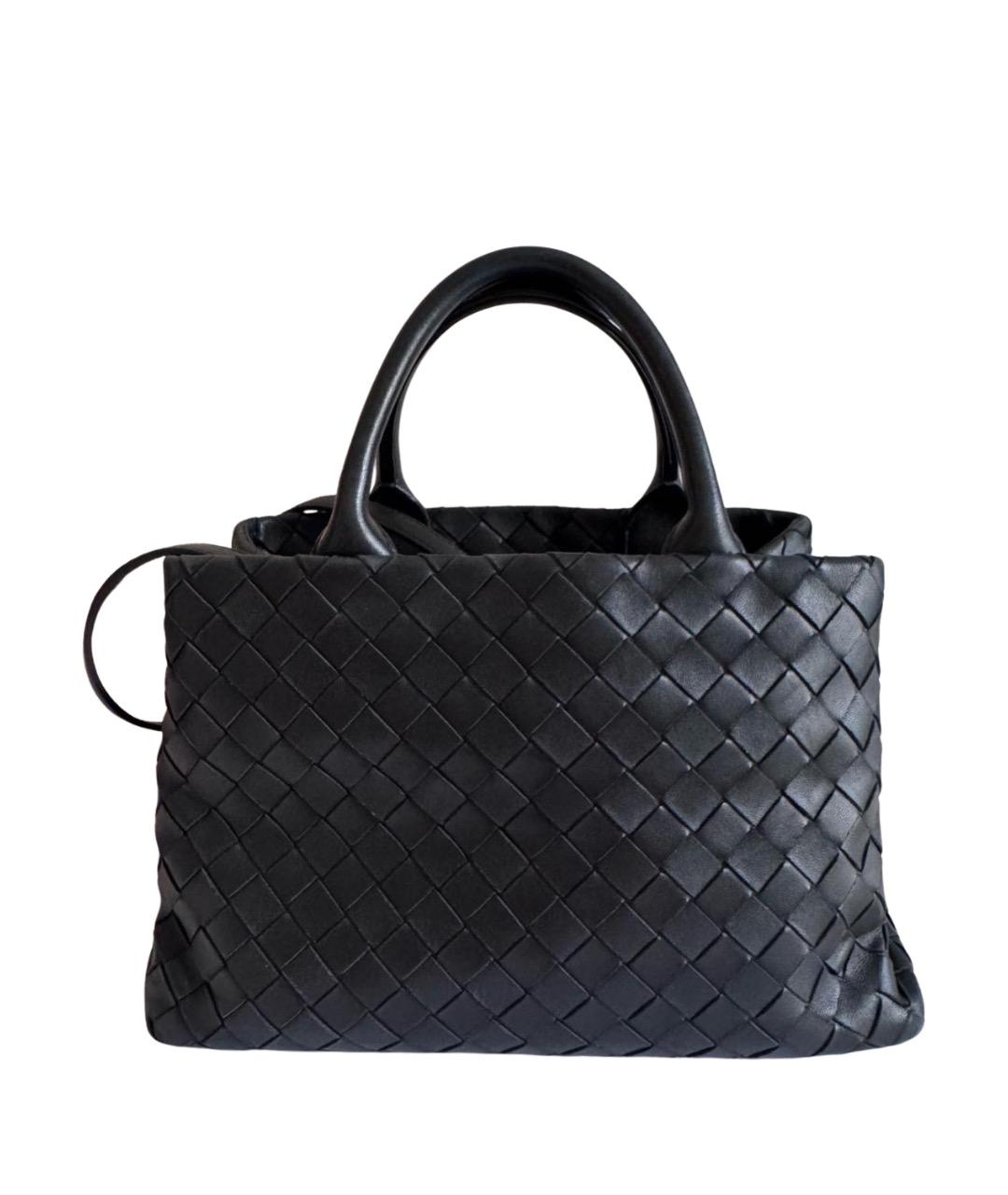 BOTTEGA VENETA Черная кожаная сумка с короткими ручками, фото 1