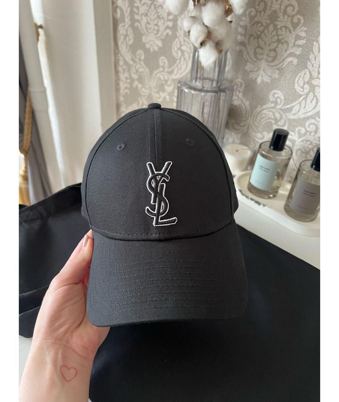 SAINT LAURENT Черная хлопковая кепка, фото 4