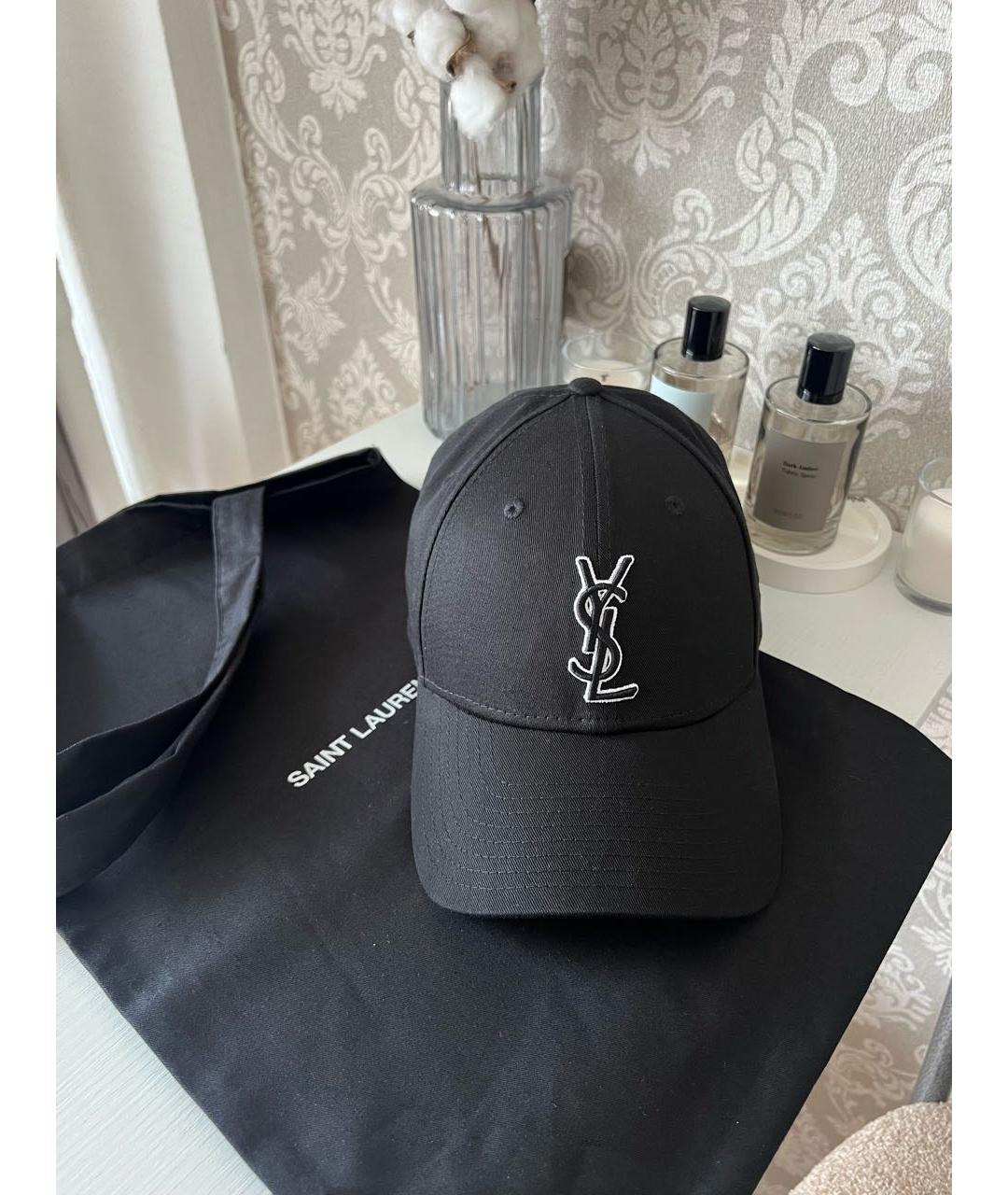SAINT LAURENT Черная хлопковая кепка, фото 5