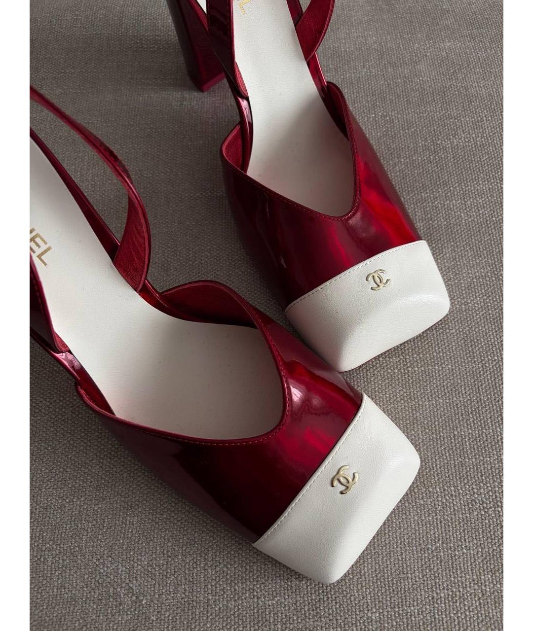 CHANEL Бордовые туфли из лакированной кожи, фото 3