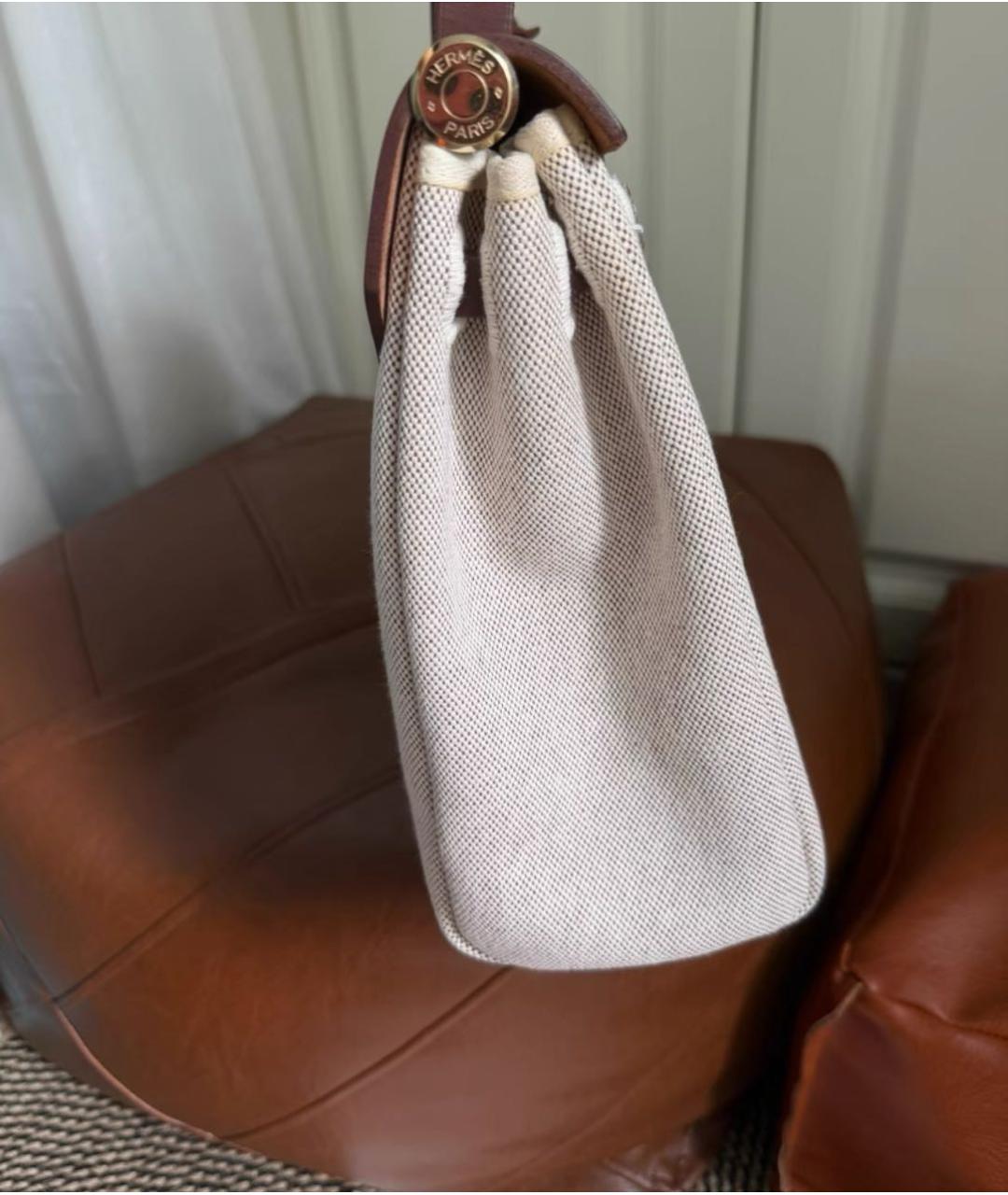 HERMES Коричневая тканевая сумка через плечо, фото 5
