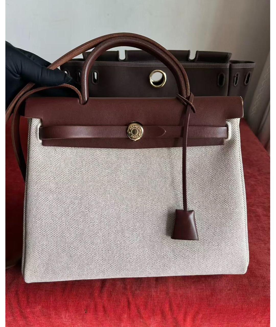 HERMES Коричневая тканевая сумка через плечо, фото 2