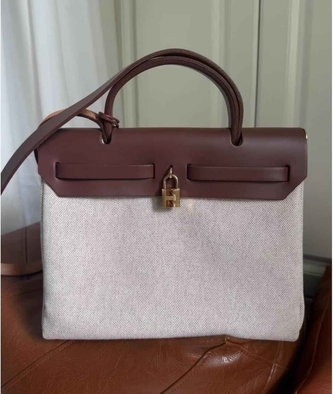 HERMES Коричневая тканевая сумка через плечо, фото 4
