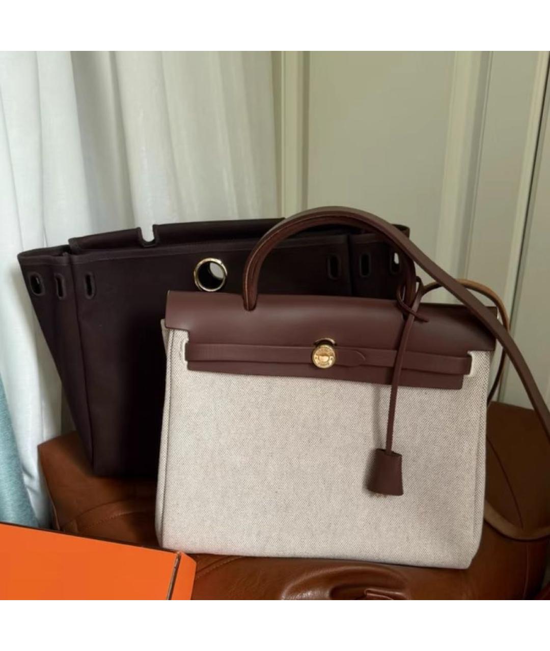 HERMES Коричневая тканевая сумка через плечо, фото 3