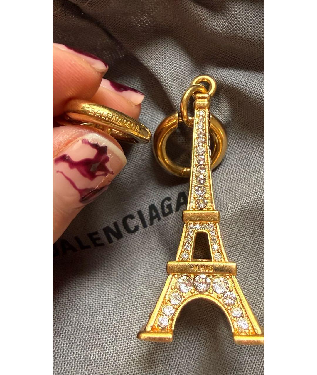 BALENCIAGA Золотые латунные серьги, фото 2