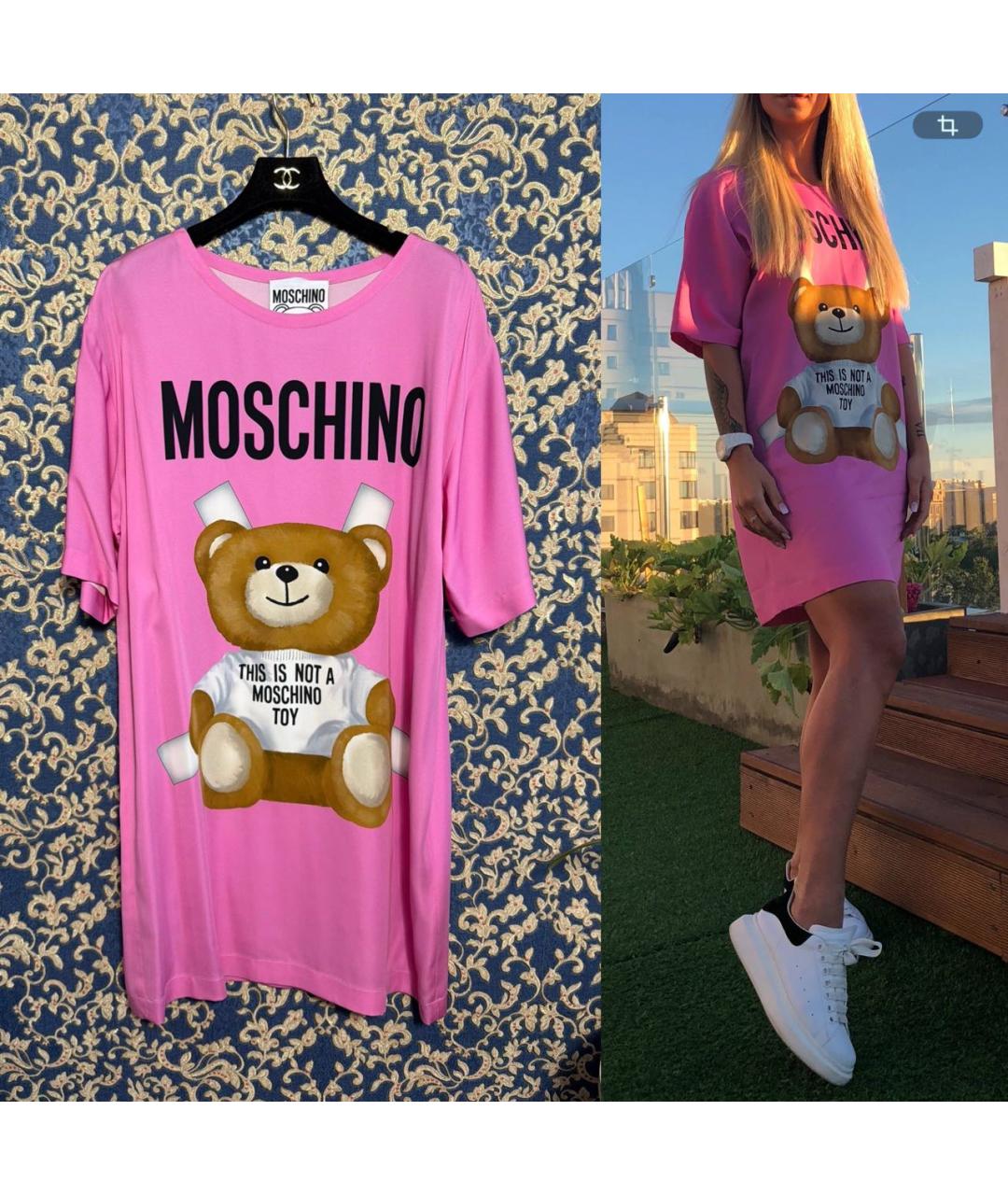 MOSCHINO Розовое вискозное повседневное платье, фото 5