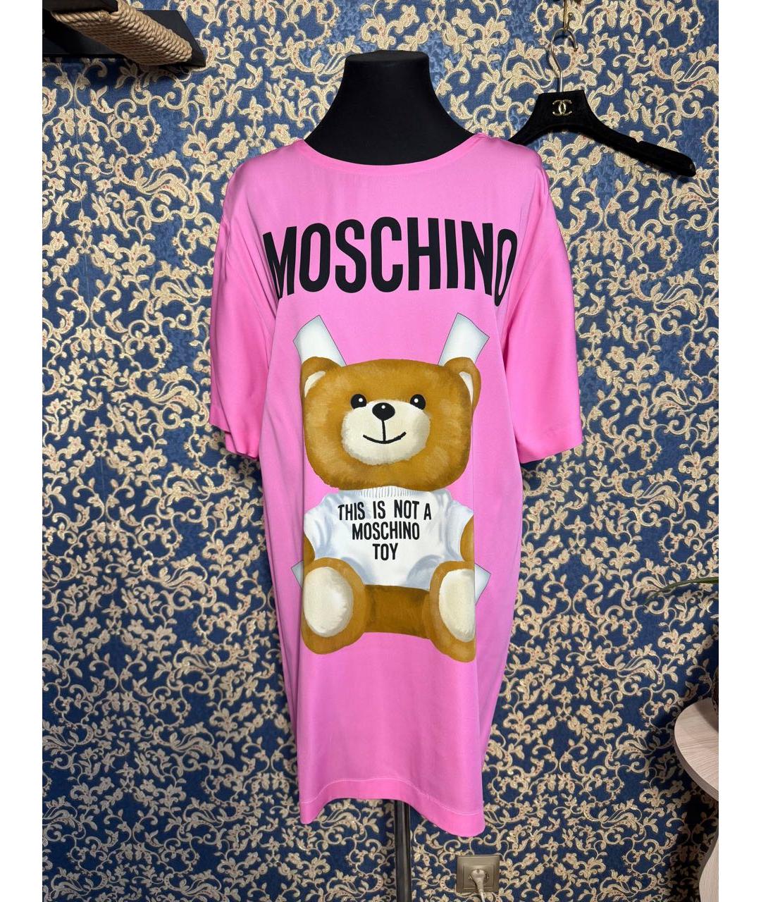 MOSCHINO Розовое вискозное повседневное платье, фото 7